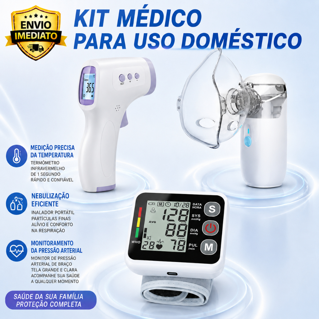 Medidor de Pressão Digital + Nebulizador + Termô