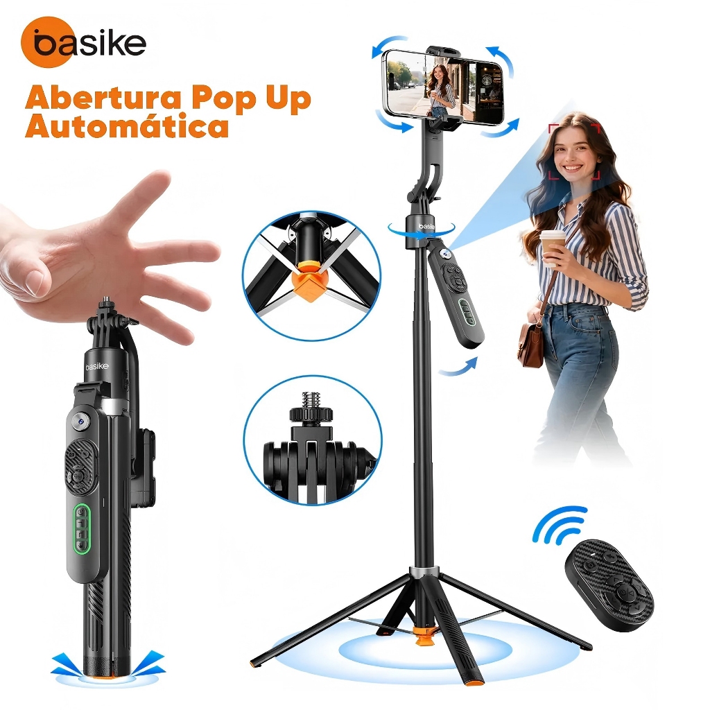 BASIKE Tripé Inteligente 1.8m com Rastreamento Fa
