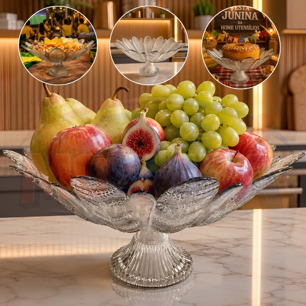 Fruteira De Vidro Saladeira Centro de Mesa Vidro C