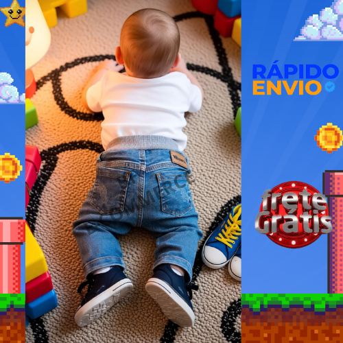 Calça Jeans Modinha Bebê Masculino 0 Mês á 1 A