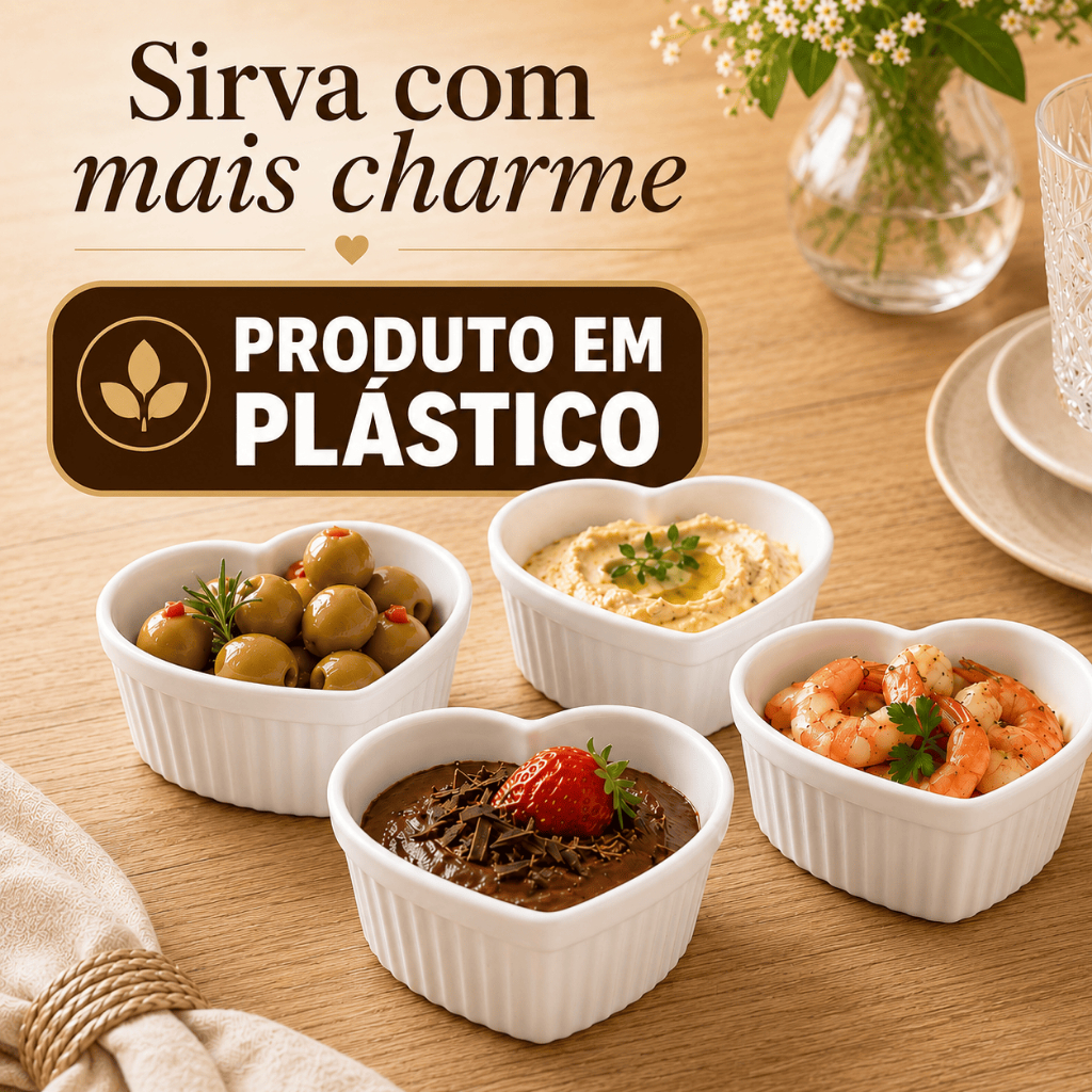 Cumbuca de Coração Branca para Sobremesas Petisc