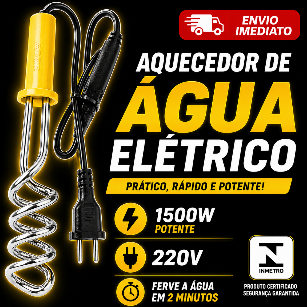 Aquecedor de Água Elétrico  220V 1500W Imersão 