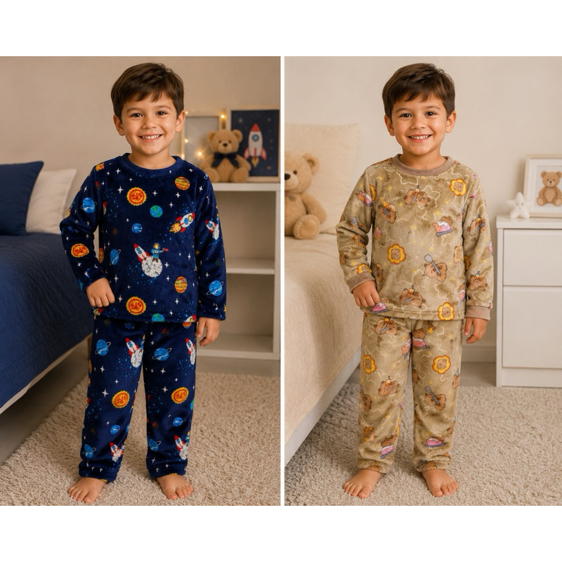 Pijama Infantil Menino Plush Fleece Premium Invern