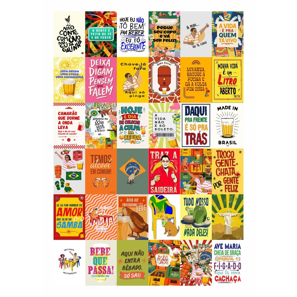 Kit 36 Adesivos Etiquetas Boteco Frases Cerveja Tr