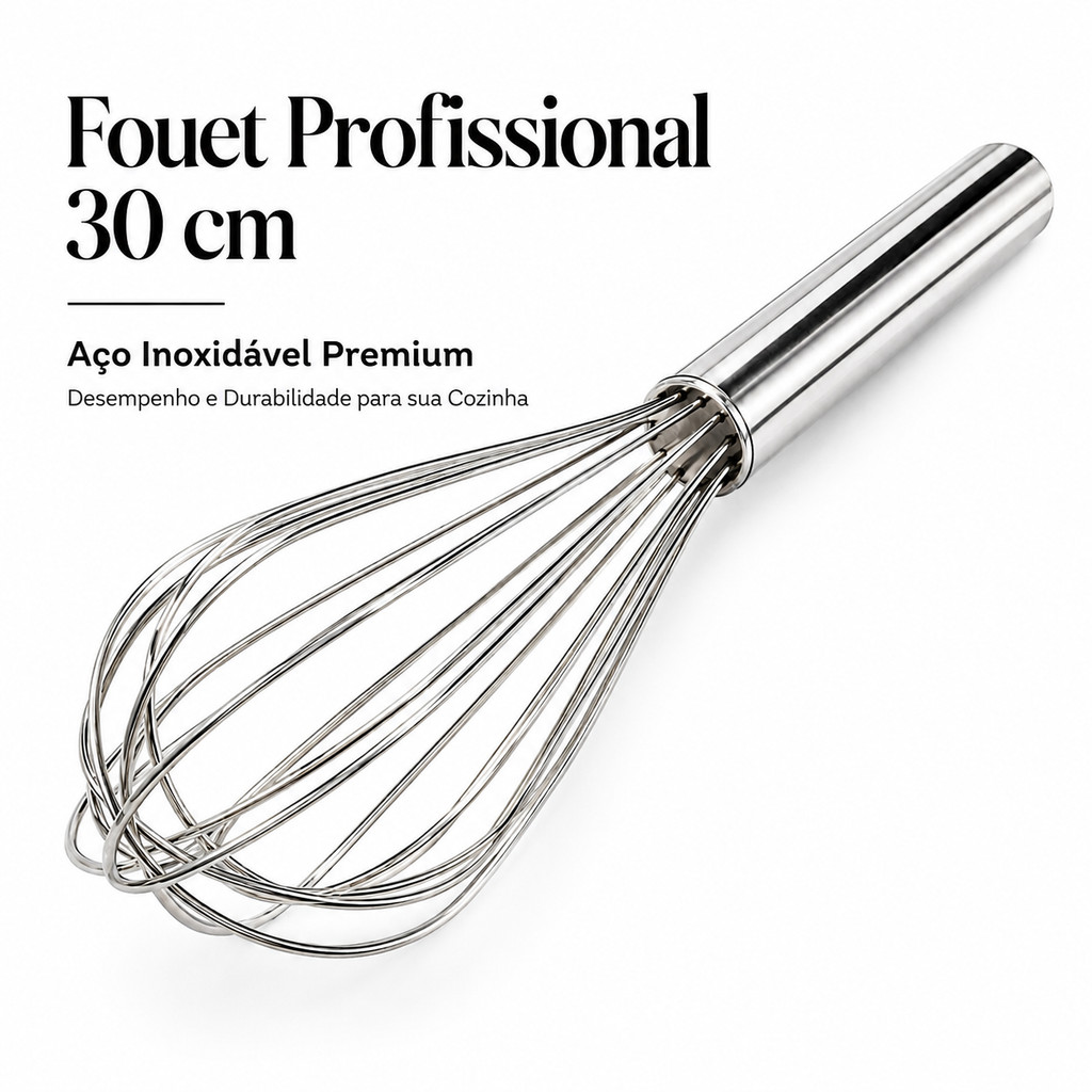 Fouet Profissional Batedor Ovos 30cm  Aço Inox |H