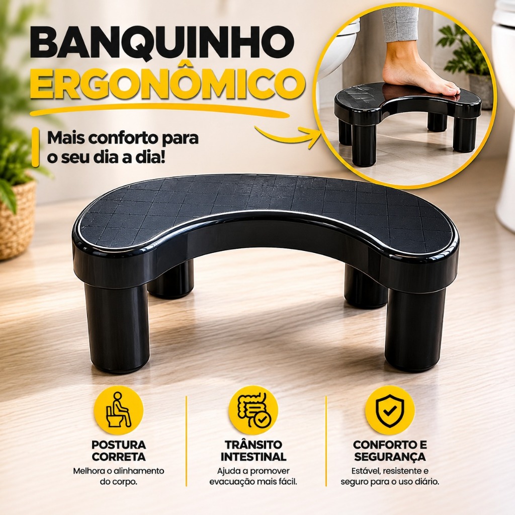 Banquinho Para Apoio Dos Pes Banheiro Cocoras Ergo