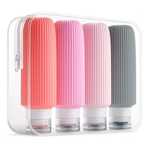 Kit 4 Frascos Potes Silicone Viagem Cosméticos  9