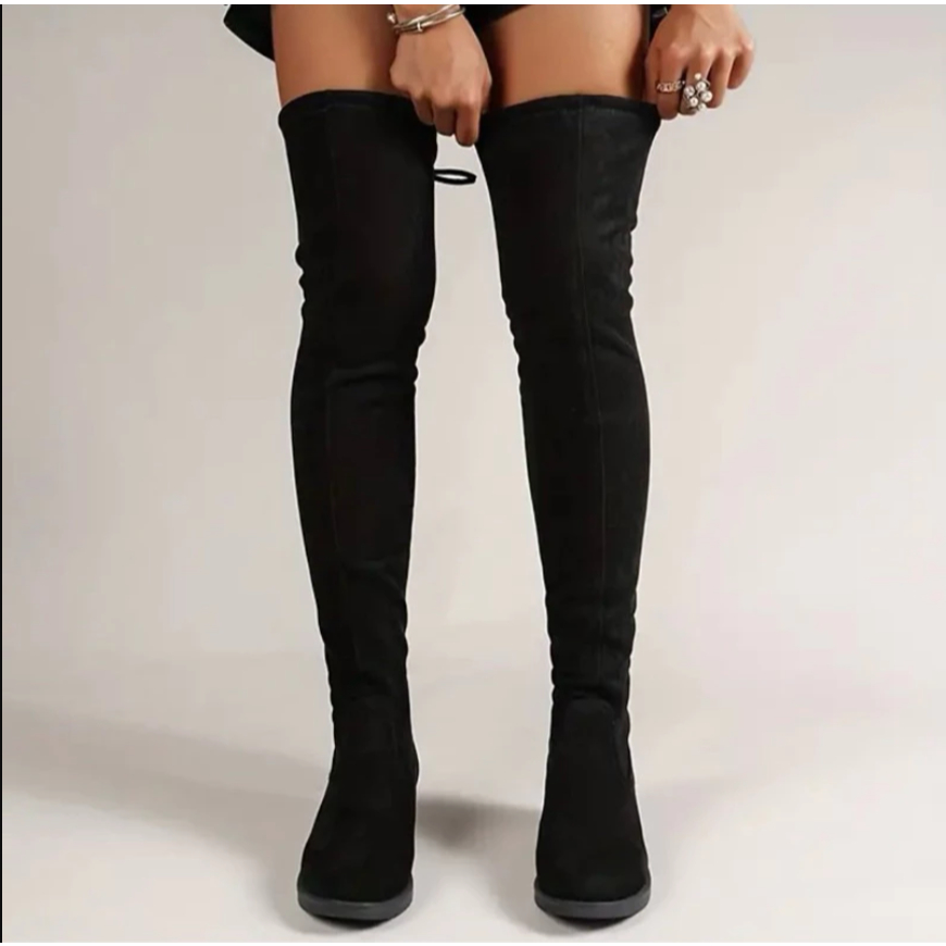 Bota Feminina Cano Alto Over The Knee Preta Camur�