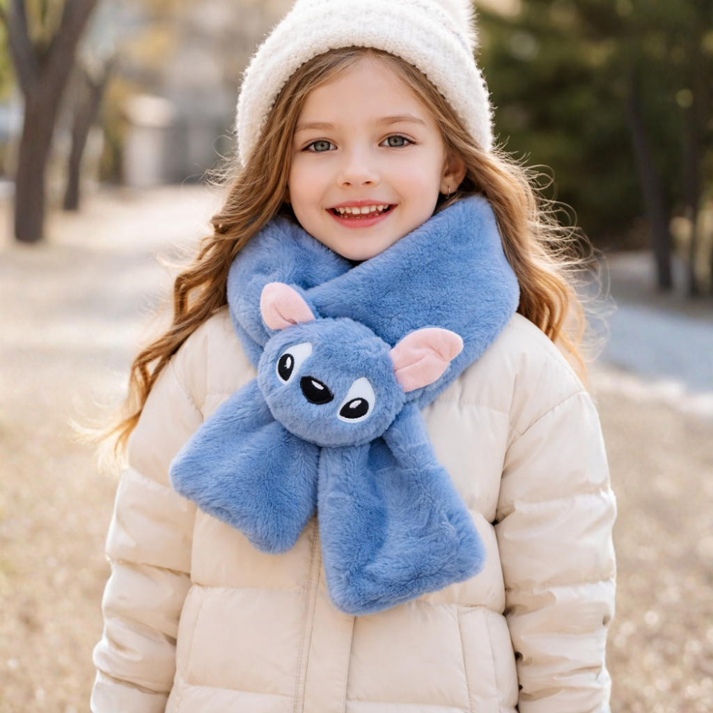 Cachecol Infantil Stitch Peluciado Quentinho Inver