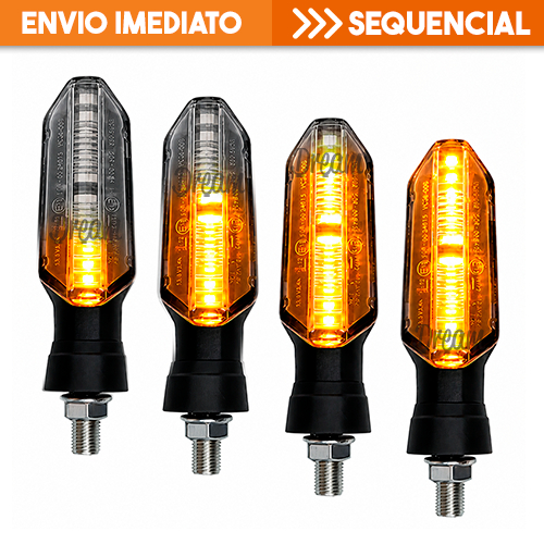 Piscas Seta Led Sequencial Moto Kit 2 ou 4 Twister