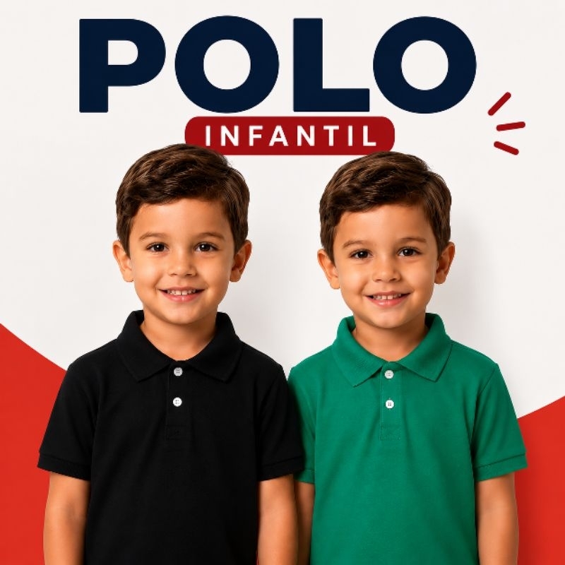 kit 2 peças Camisetas gola polo lisa básica meni
