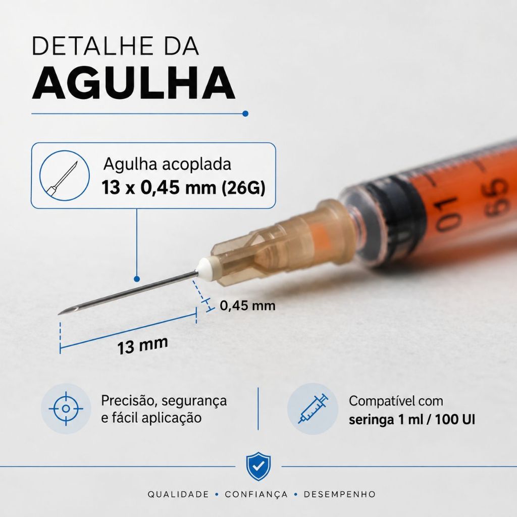 KIT 10/20/30/40/50 SERINGA PARA INSULINA 1ML AGULH