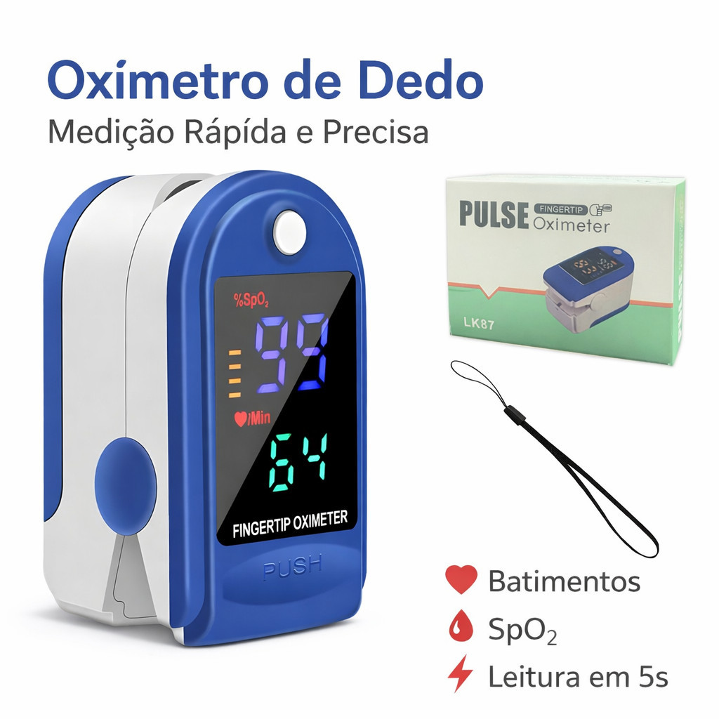 Oxímetro de Dedo Digital Portátil Medidor de Sat