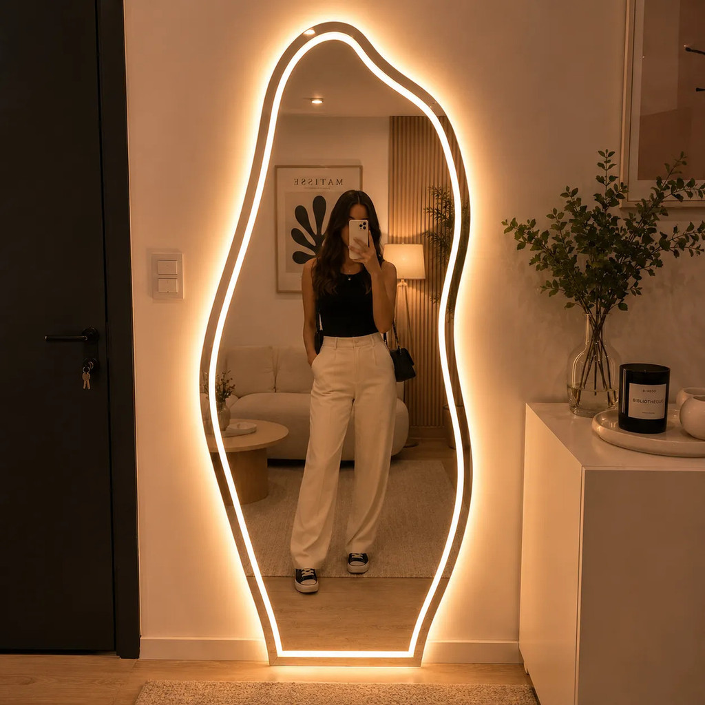 Espelho Grande Com Led 3 Cores e Botão Touch Jate