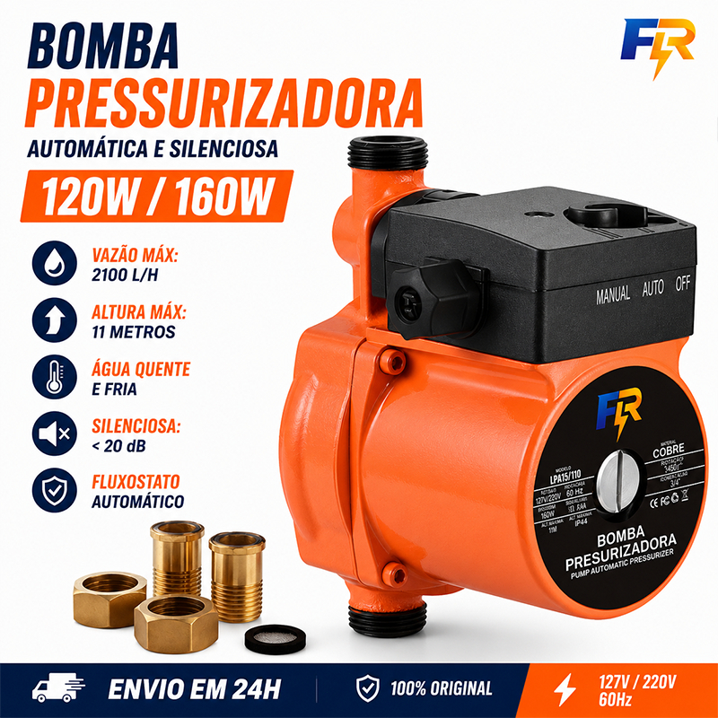 Bomba Pressurizadora Auto Silenciosa 120W/160W | 1
