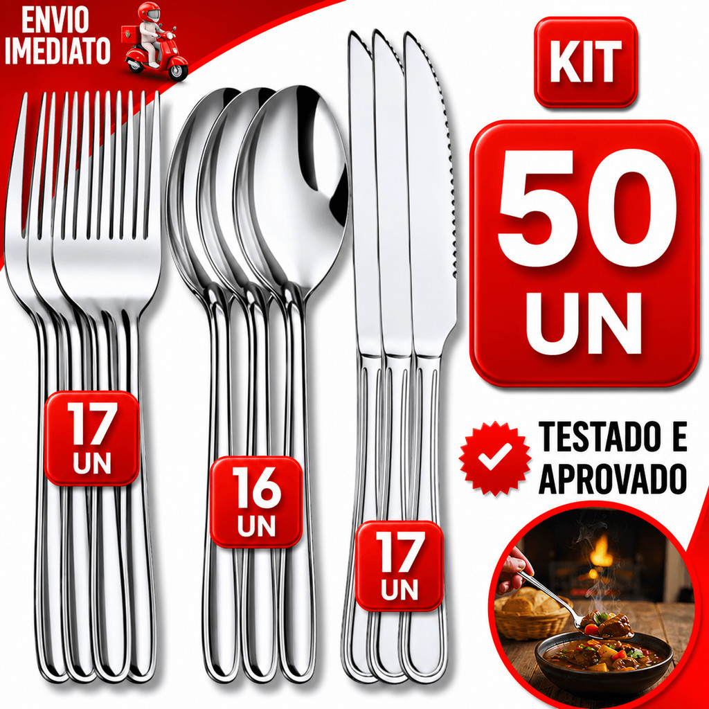 Kit Talheres Aço Inox Premium Resistente Garfo Fa