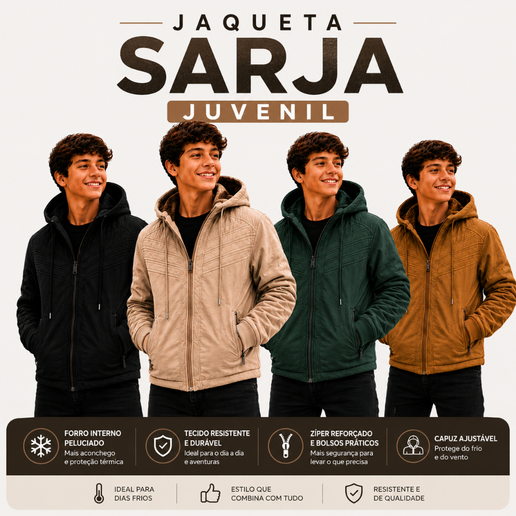 Jaqueta de Sarja Infantil Masculina Forrada Peluci