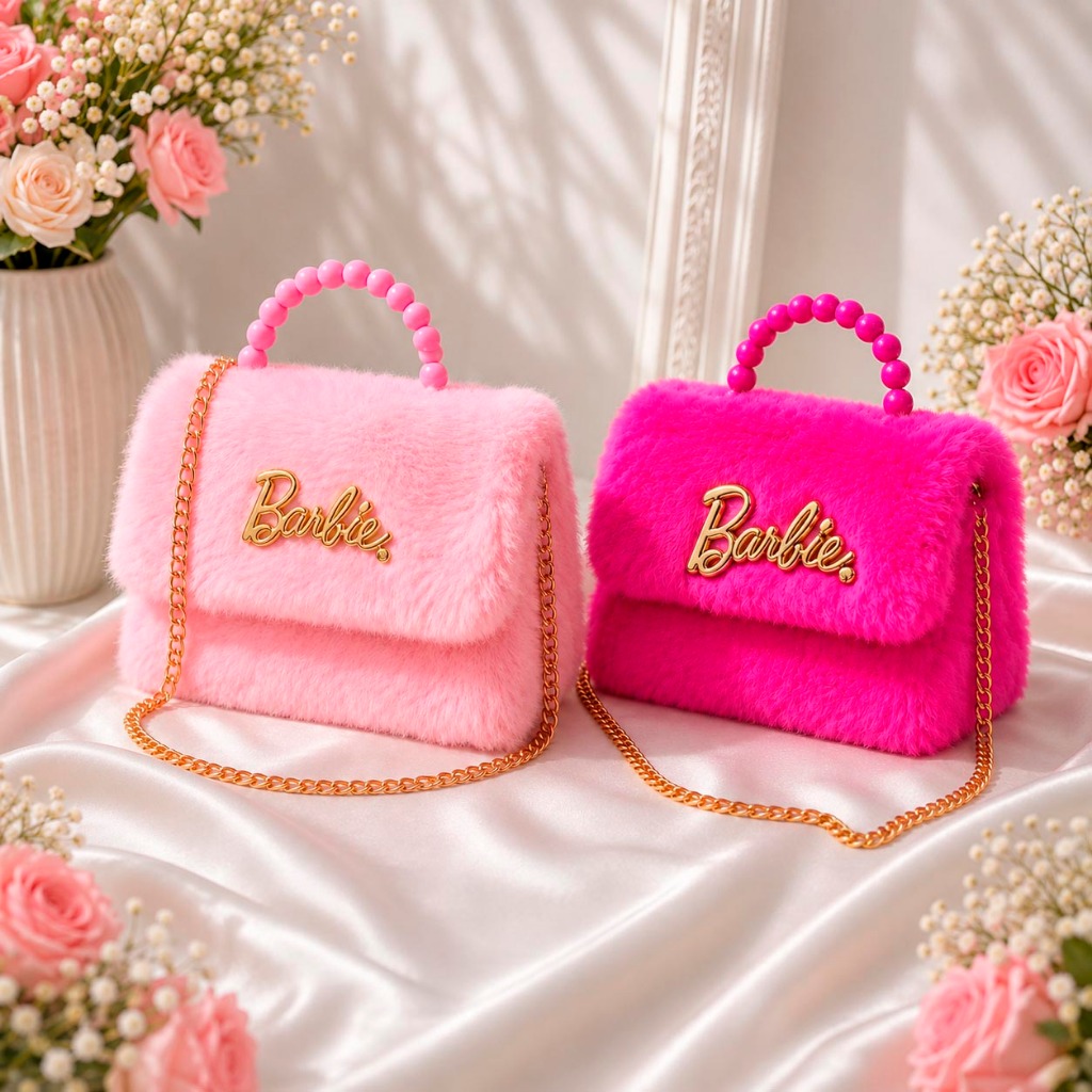 Bolsinha Infantil Pelúcia Barbie Menina Blogueira
