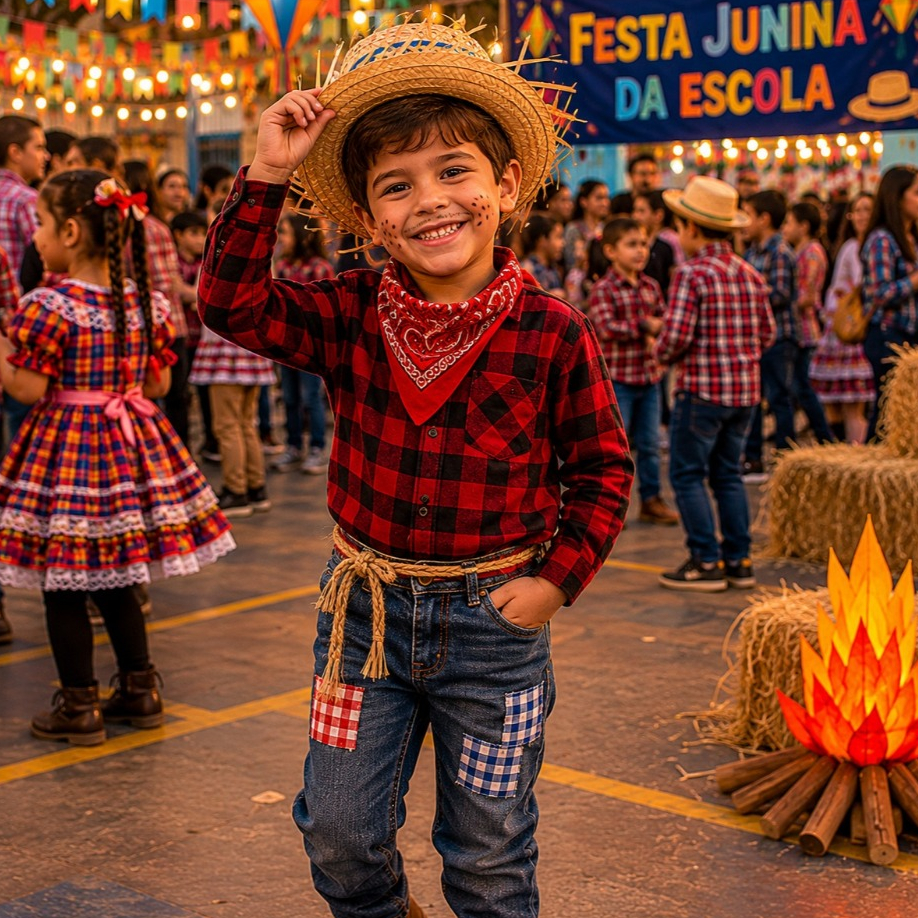 Camisa Xadrez Infantil Festa Junina Quadrilha Caip