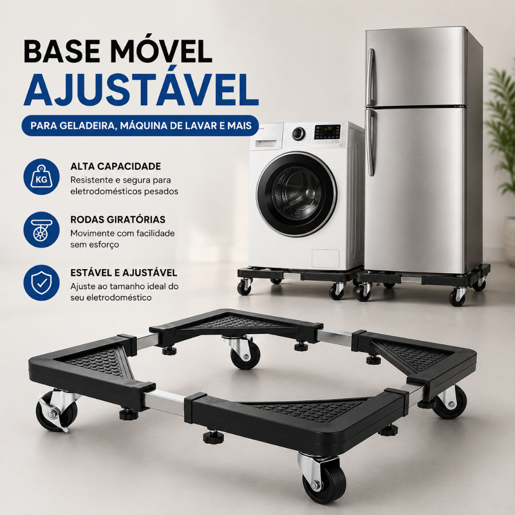 Suporte Base com Rodinhas para Geladeira Máquina 