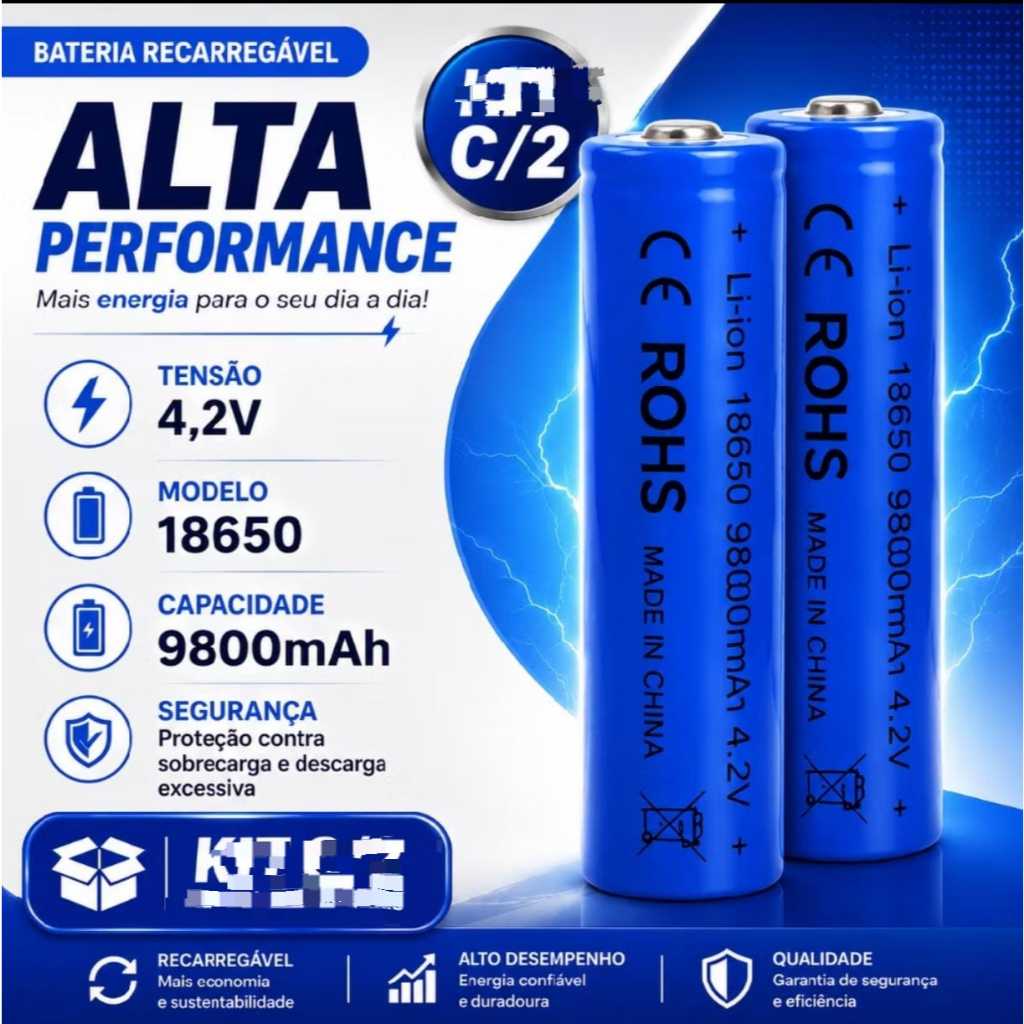18650 9800mAh para microfone sem fio