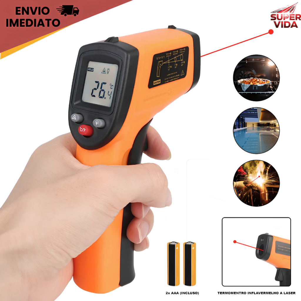 Termômetro Infravermelho Laser -50~550 Sem Contat