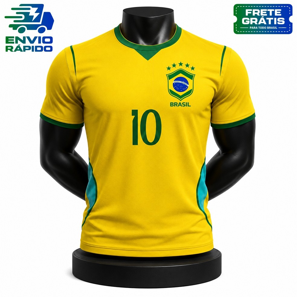 Camisa Camiseta MASCULINA Brasil AMARELA Torcedor 