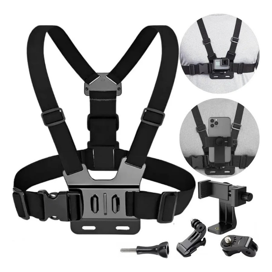 Cinta Peitoral Ajustável para Celular e GoPro Mot