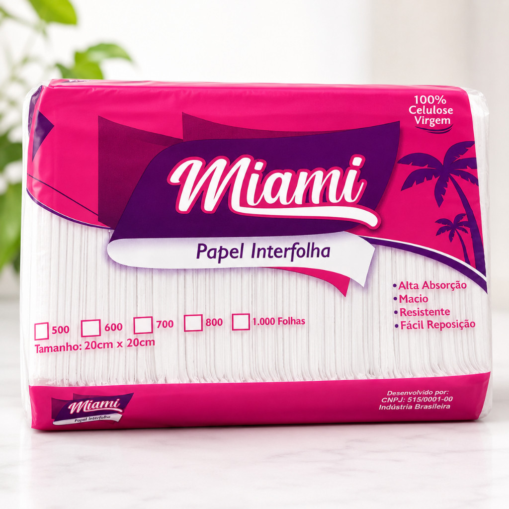Papel Toalha Interfolha Miami 20x20cm 1000 Folhas