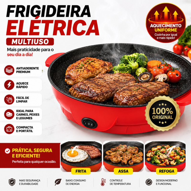 Frigideira Eletrica Antiaderente Chapa Assadeira G