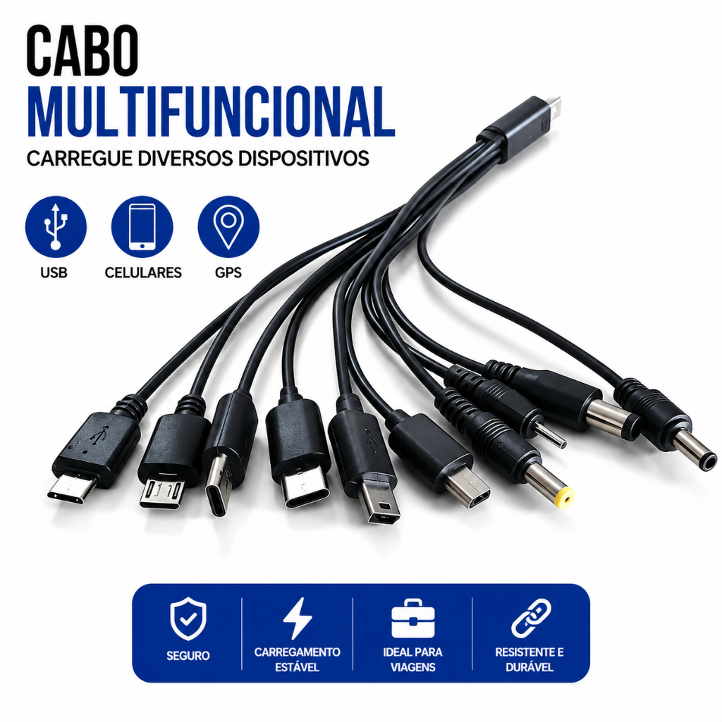 Cabo Universal 10 em 1 USB Multifuncional para Cel