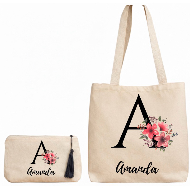 Kit ecobag + necessaire personalizada com seu nome