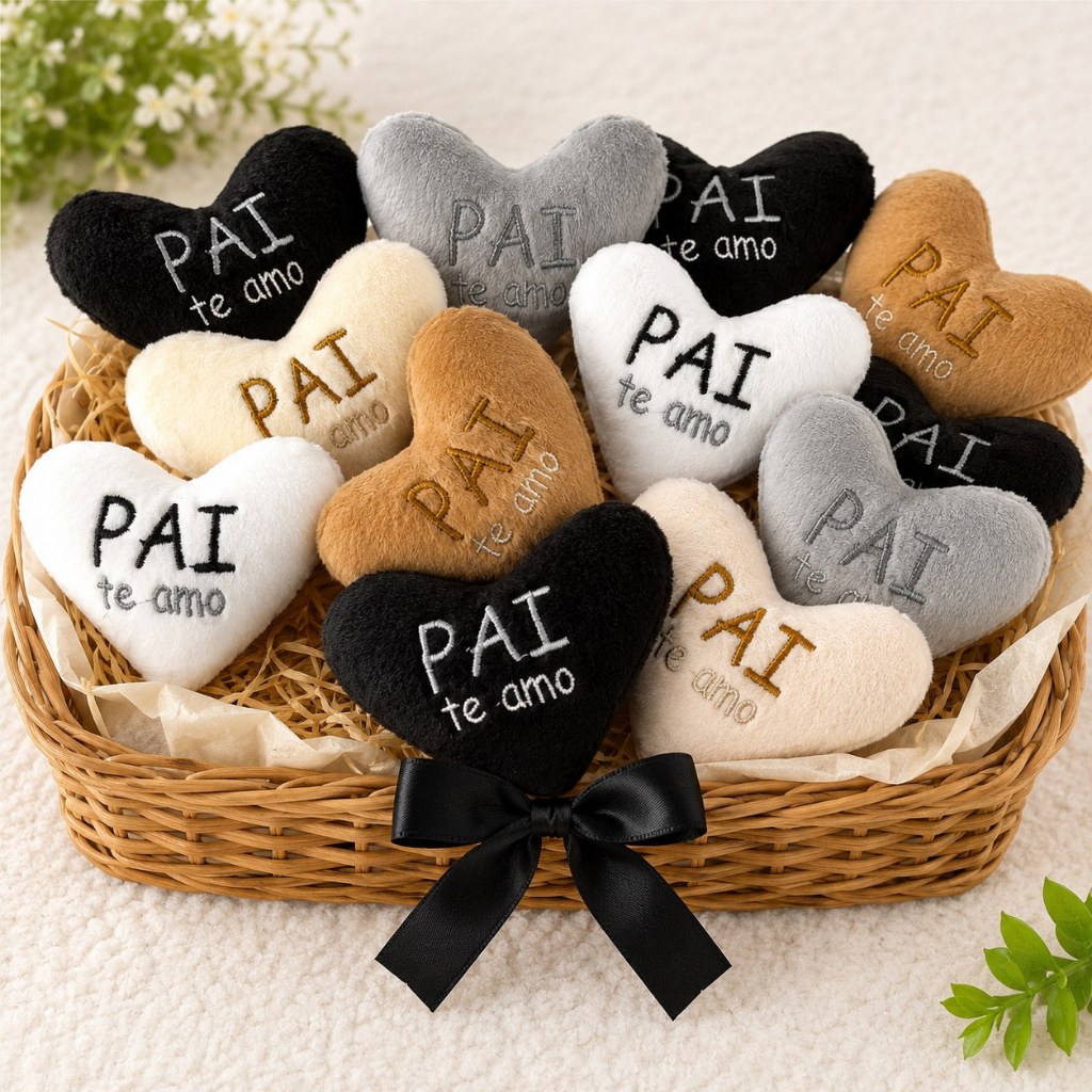Kit 6/12 Coração de Pelúcia Almofada de Coraç�