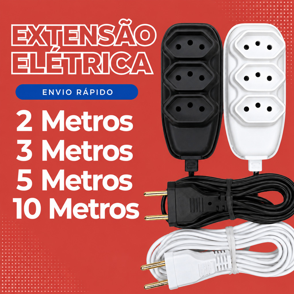Extensão elétrica 2 Metros Extensão de Energia 