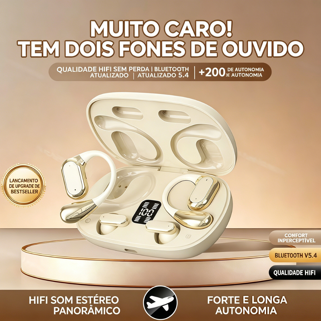 Fone de Ouvido Bluetooth Sem Fio TWS 4 em 1, Com C