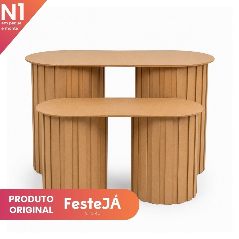 Dupla Tampo Oval MDF Encaixe Cilindro Decorativo K