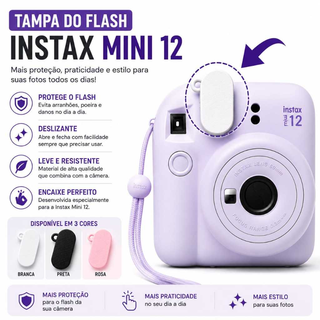 Kit 2 Tampa Anti Estouro Instax Mini 12 Protetor F