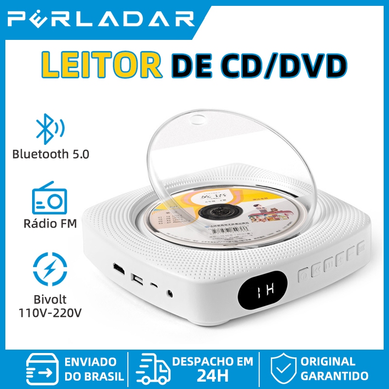 Leitor De CD DVD Portátil Retro CD Player Bluetoo