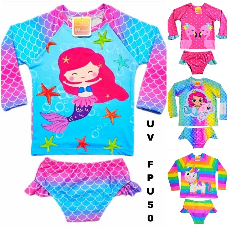 Conjunto infantil Biquíni Blusa Proteção UV50+