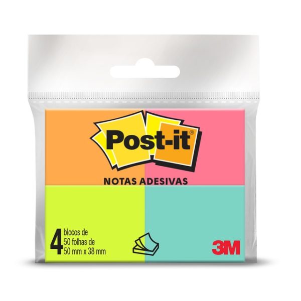 Bloco Adesivo Post-It Tropical 4 Cores – 3M 