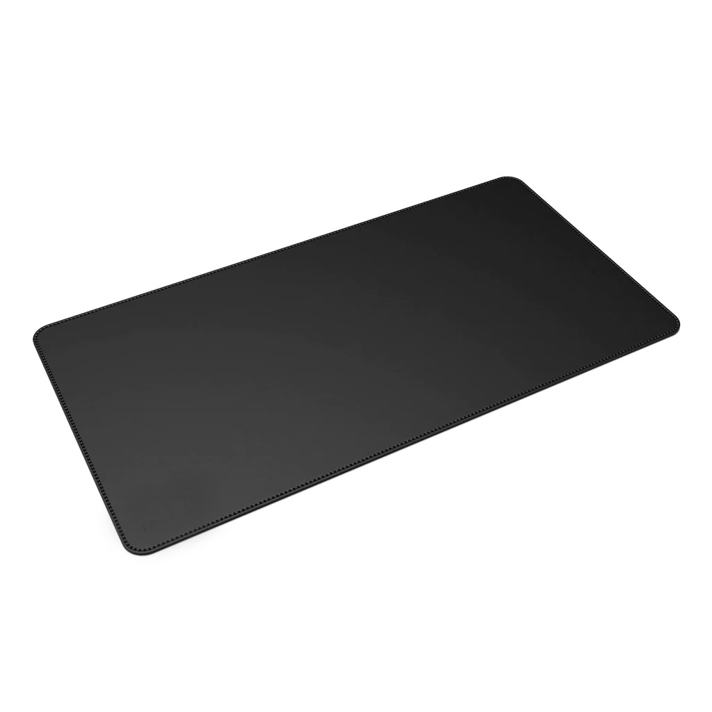 Mouse Pad Grande Couro Preto Feltro Costurado Bás