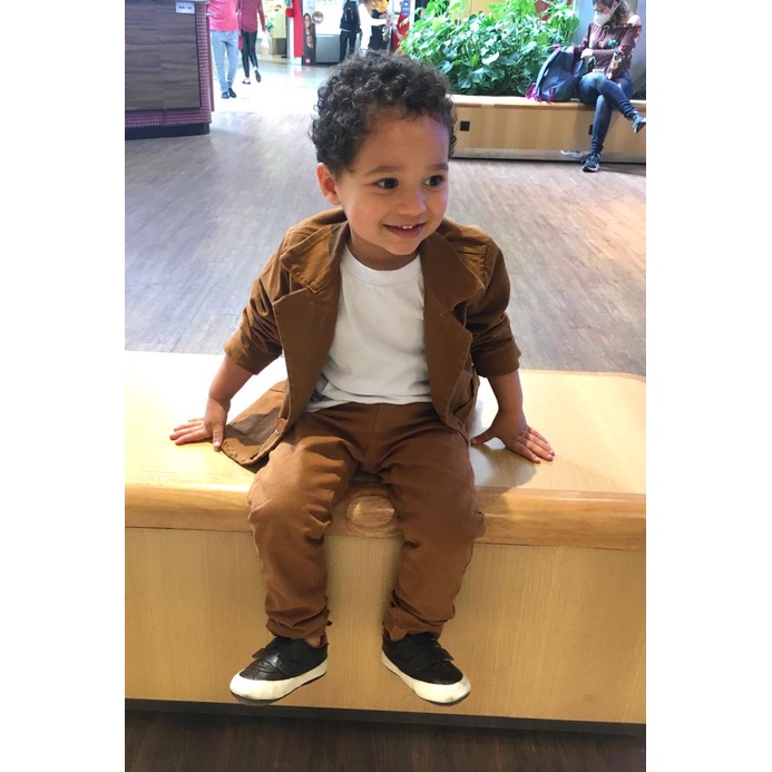 Roupa Menino Infantil Blazer Caramelo Calça Color