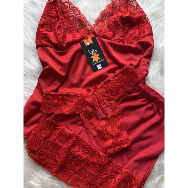 Kit Pijama Baby dool com Calcinha de Renda Confort