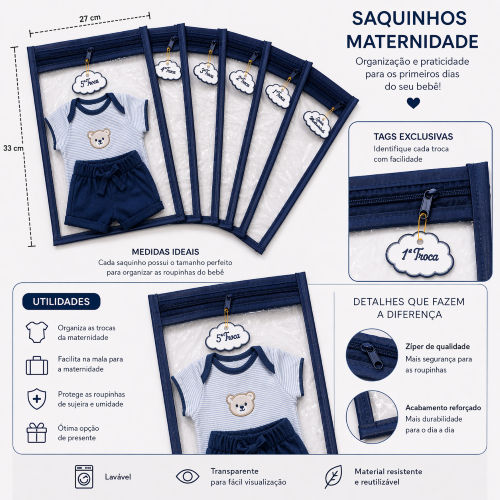 6 Saquinho Maternidade Organizador Viagem Mala Beb