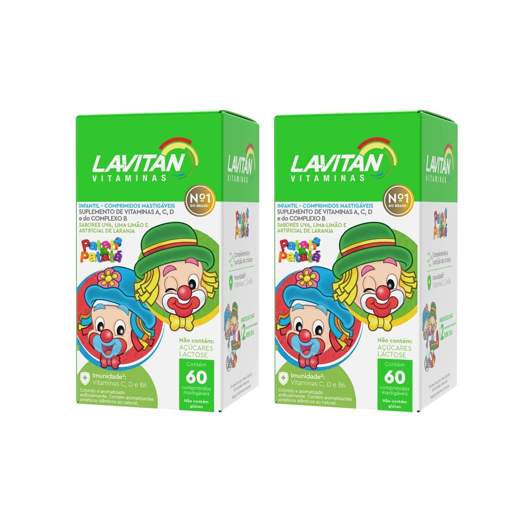 KIT 2 Lavitan Kids 120 Comprimidos Mastigaveis Sor