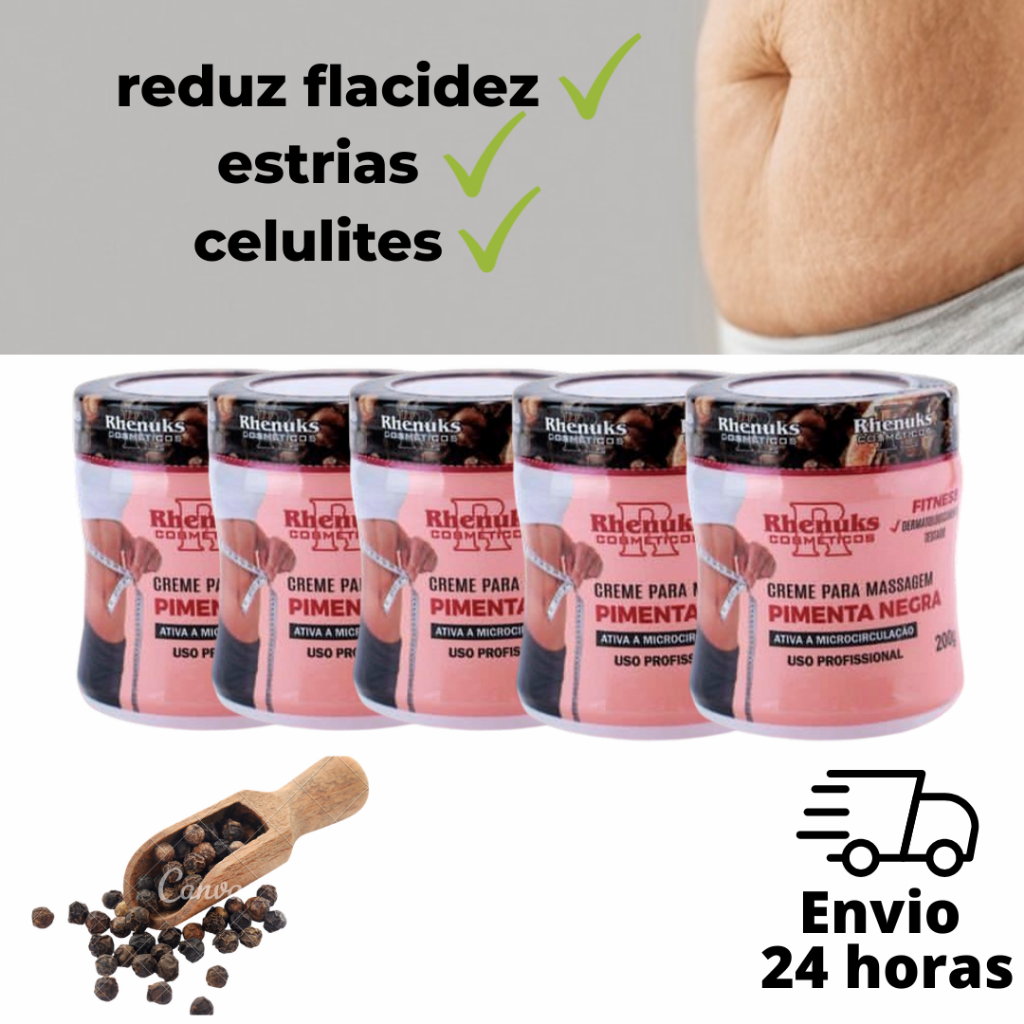 Creme Gel Pimenta Negra  Rhenuks Celulite Estria F