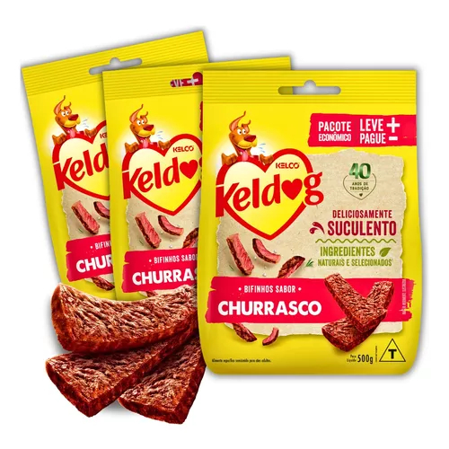 Kit 3 Bifinho Keldog Sabor Churrasco Para Cães 50