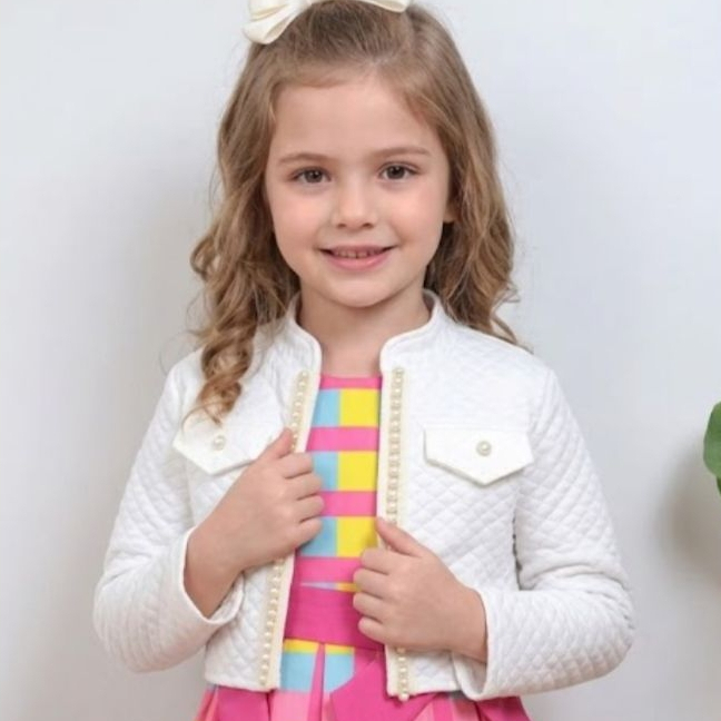 Casaco Bolero infantil meninas em matelasse detalh