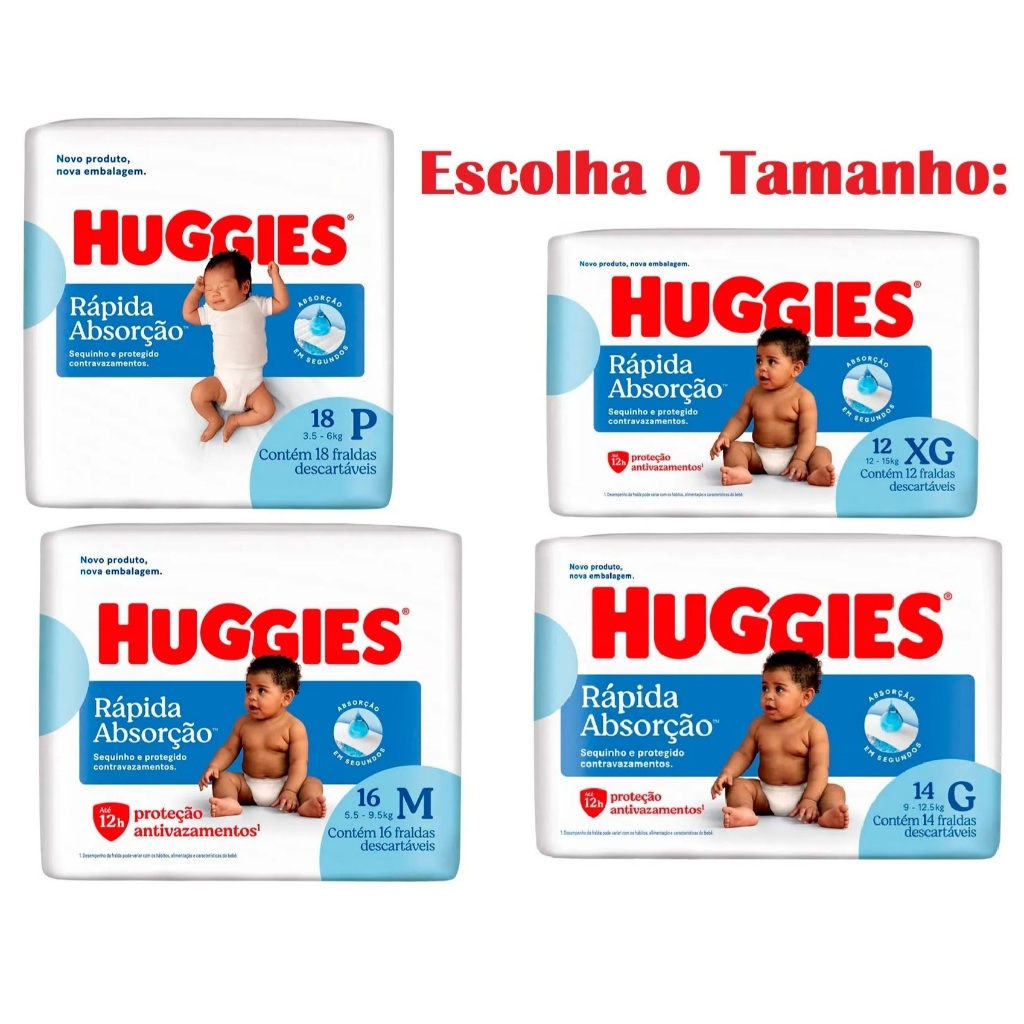Fralda Descartáveis Huggies Rápida Absorção  |