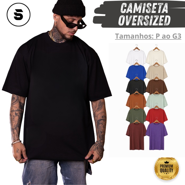 Camiseta Oversized Streetwear Masculina 100% Algod